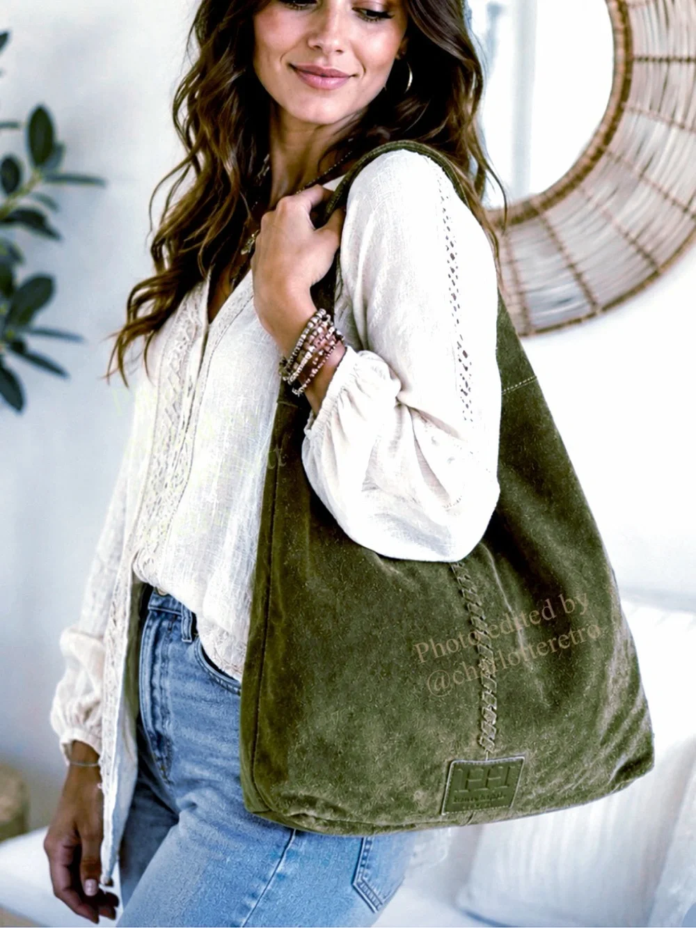 Haute Hippie • Sueded Leather Slouchy Brooklyn Hobo w Pouch